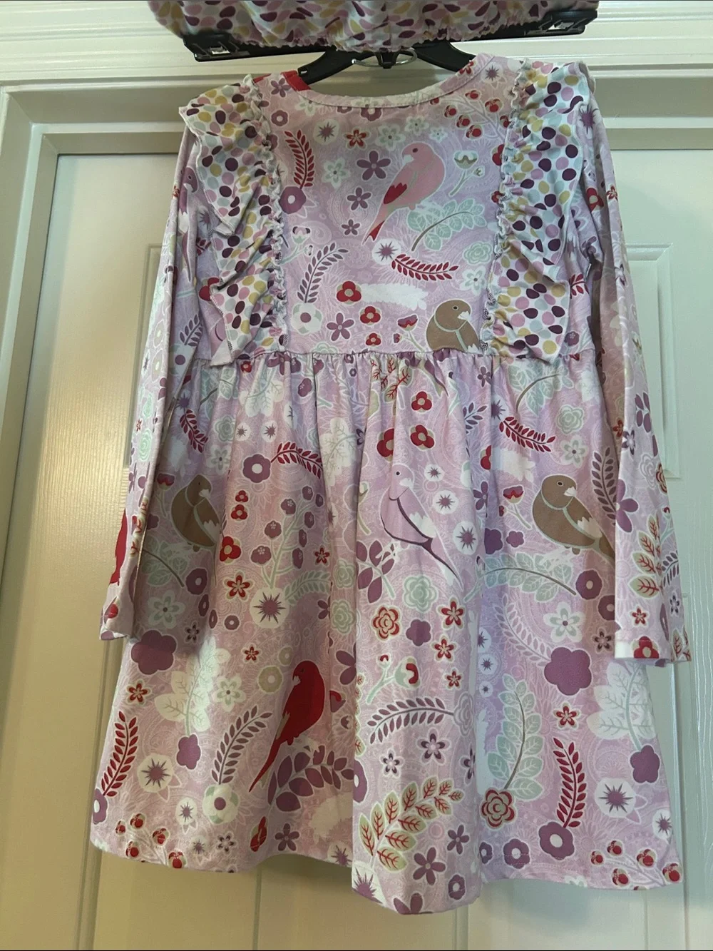 Kids Long Sleeve Lilac Bird Print Matching Set